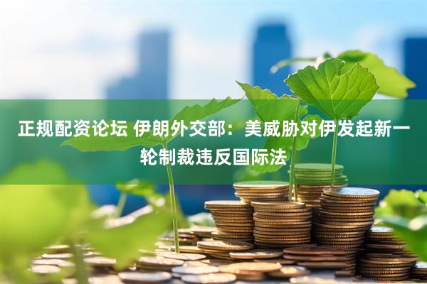 正规配资论坛 伊朗外交部：美威胁对伊发起新一轮制裁违反国际法